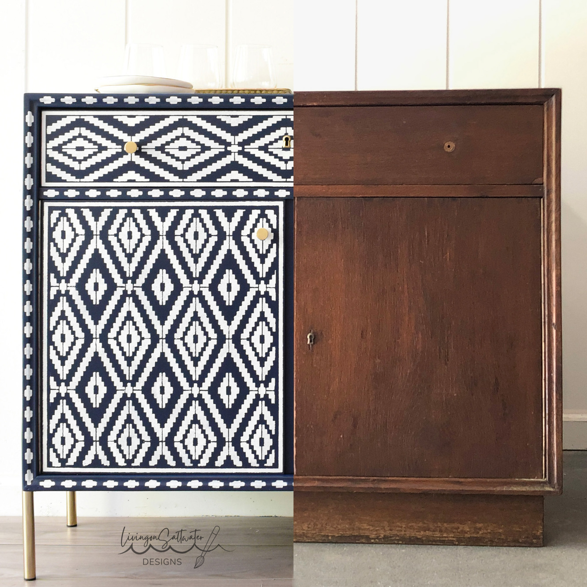 Living on Saltwater Painted Mid Century Modern Dresser