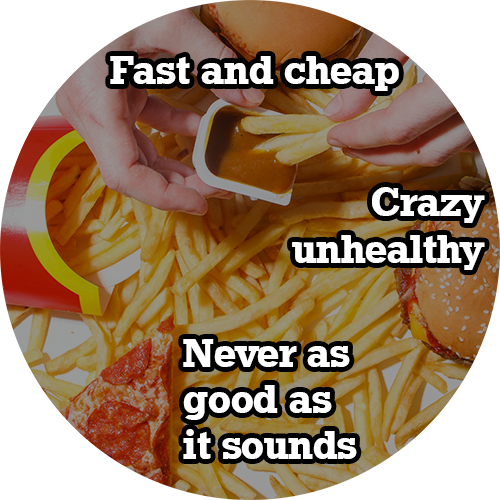 fast food with text overlay