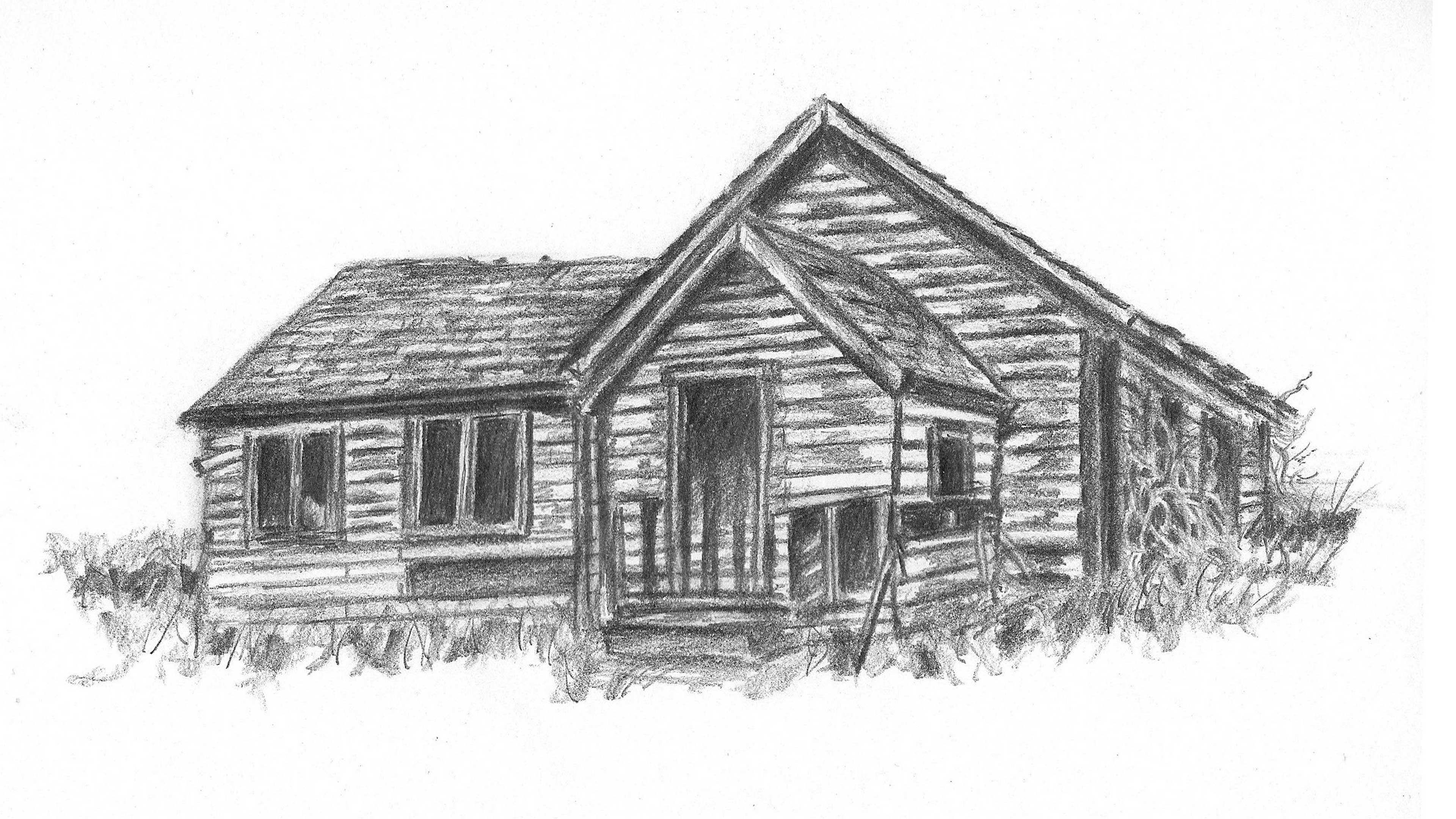 how to draw an old farmhouse