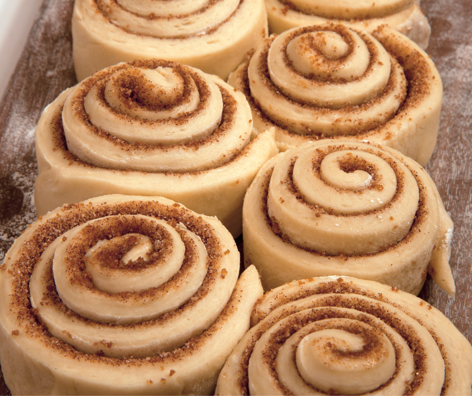 close up image of uncooked cinnamon rolls