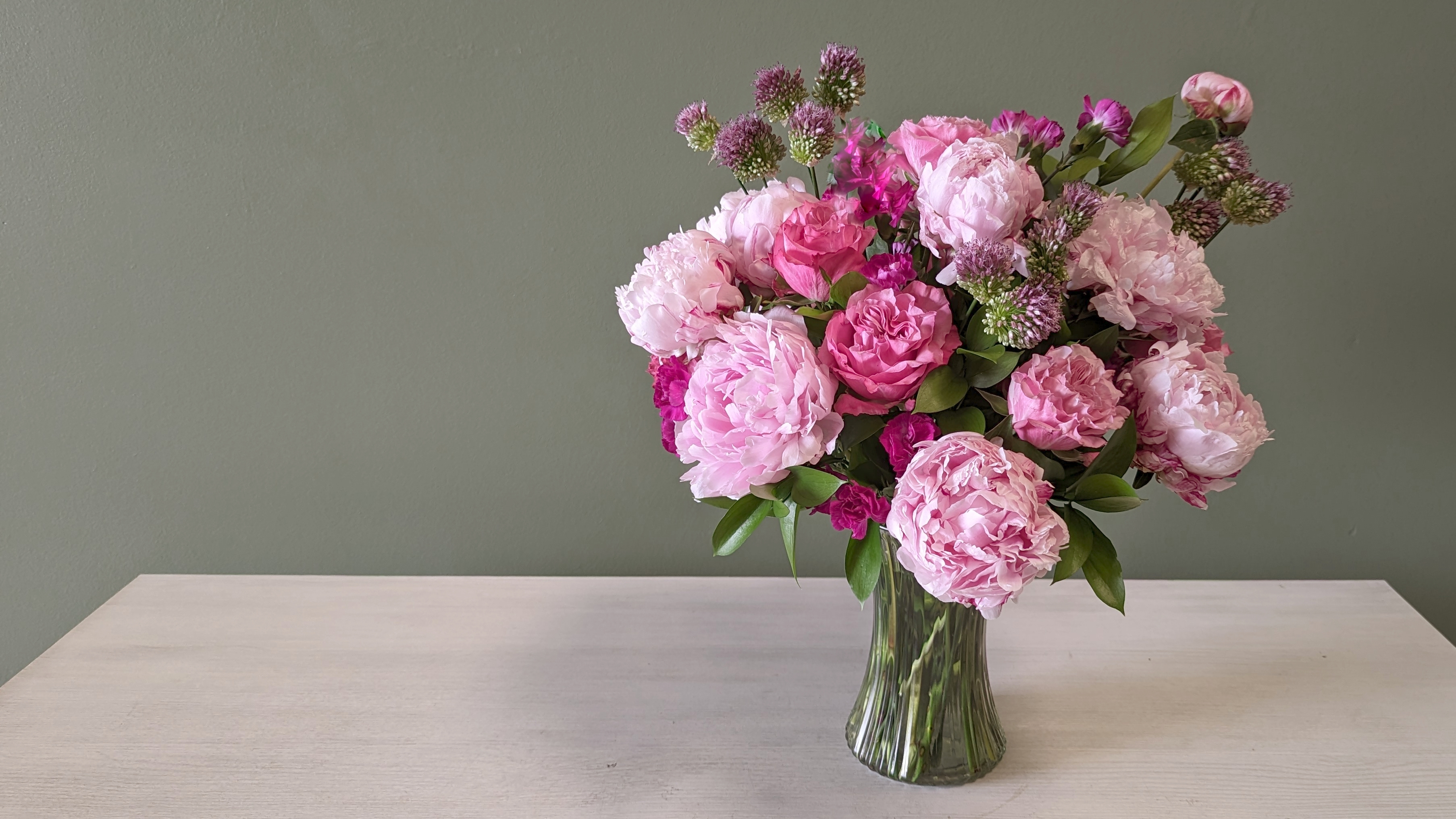 Peonies and Leucadendron