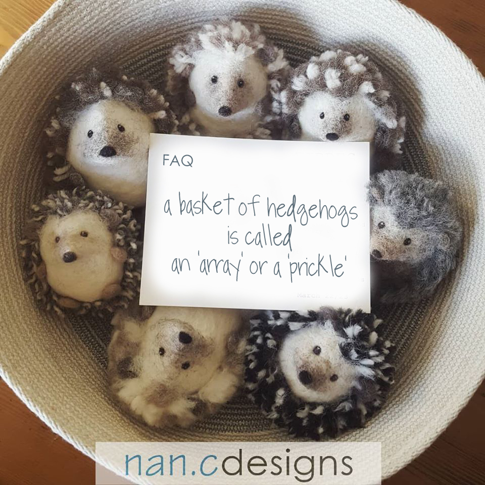 needle felted hedgehogs