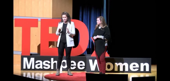 Kelsie Eckert and Brooke Sullivan delivering a TEDx Talk in December 2021