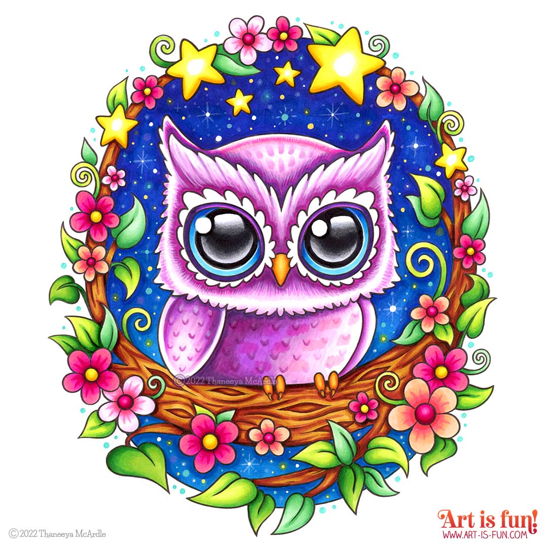 Learn how to color this cute owl in Thaneeya McArdle's Ultimate Guide to Using Alcohol Markers