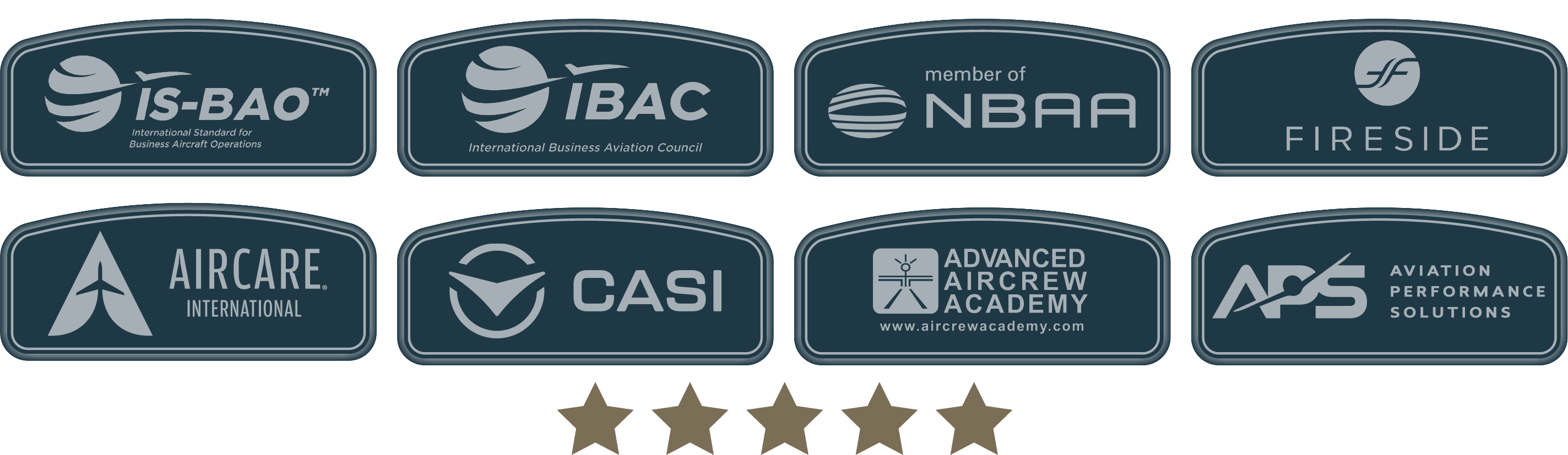 Supporting partner links IS-BAO, IBAC, Fireside Partners, Advanced Aircrew Academy, NBAA