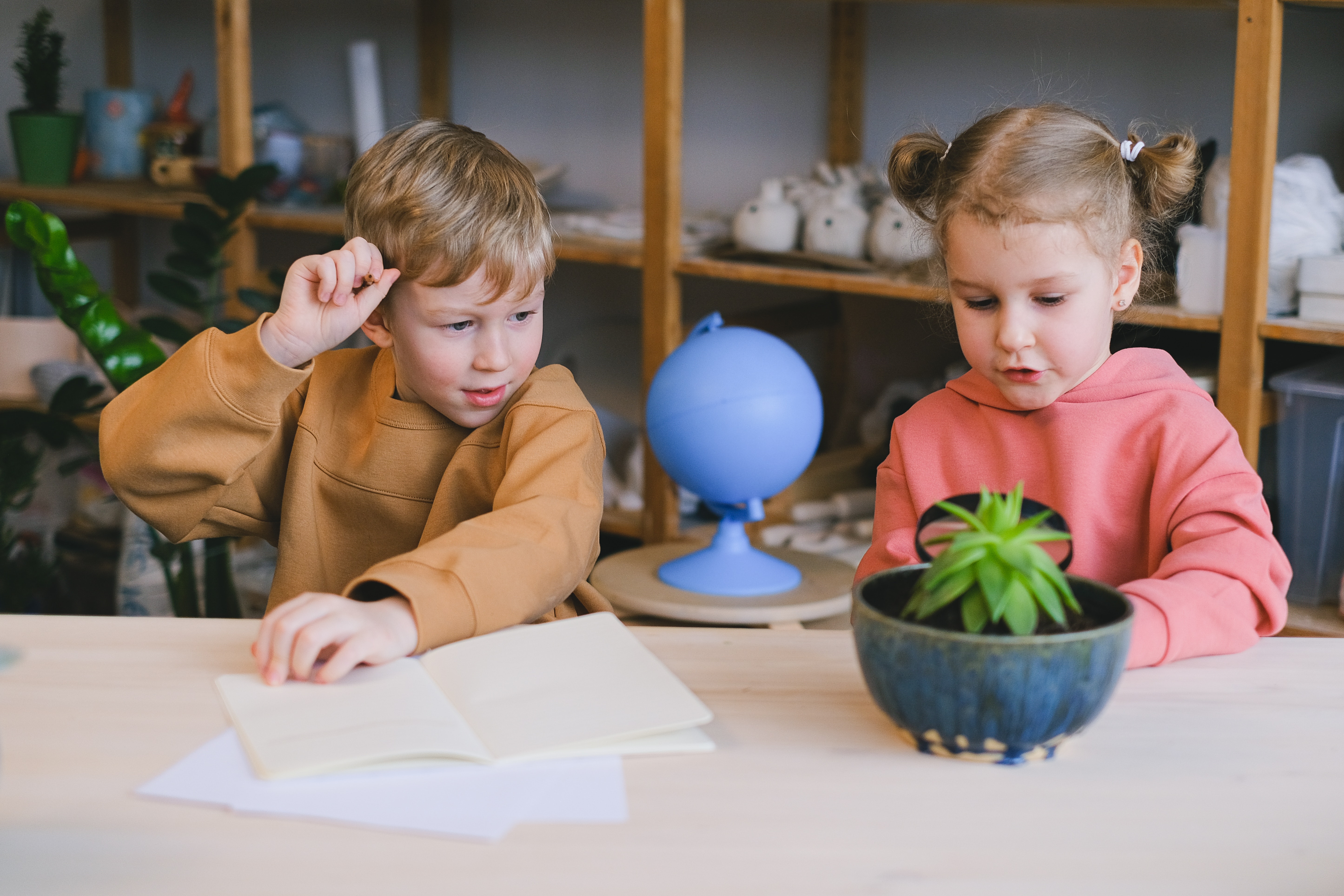 two students working together