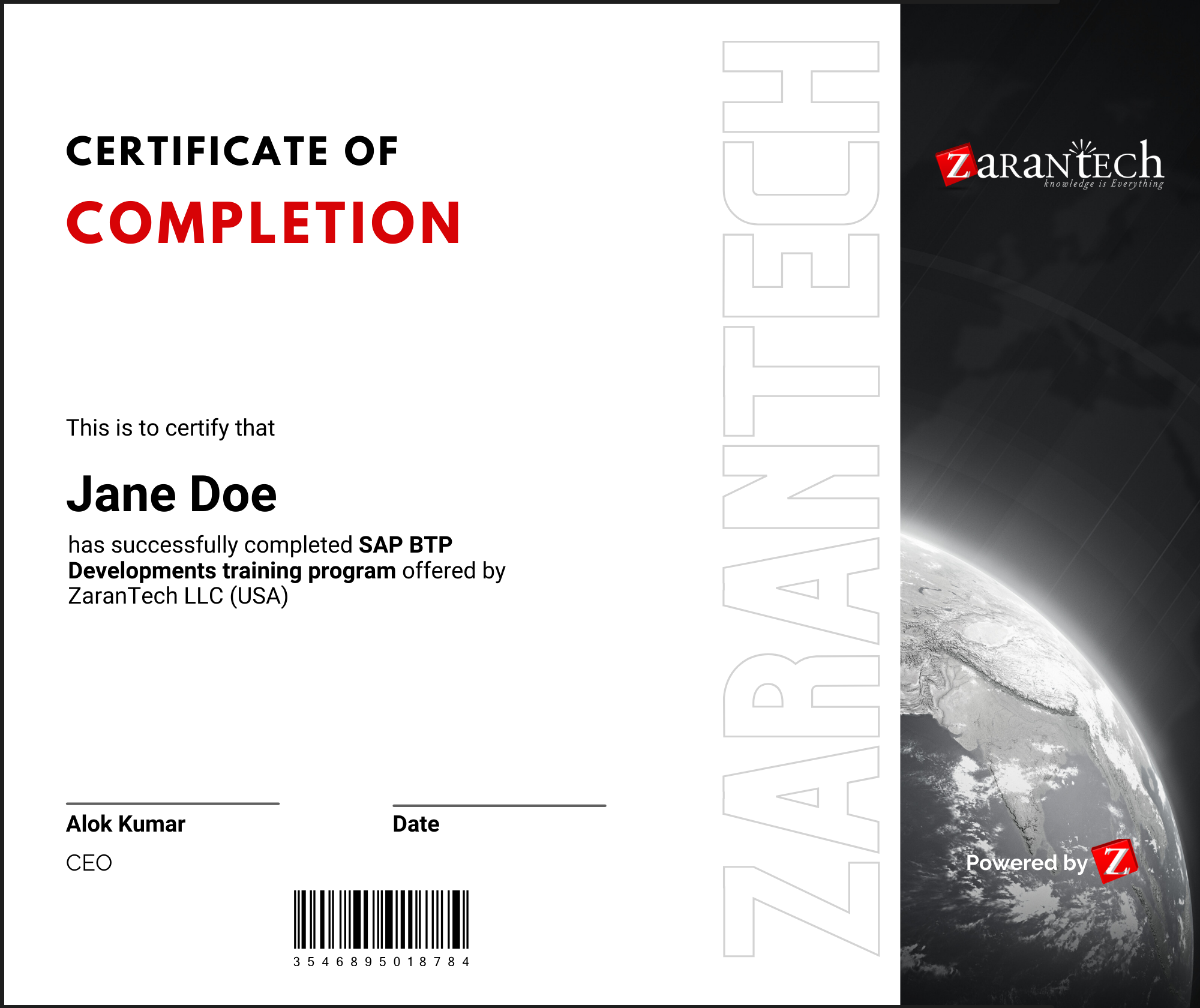 SAP BTP Developments - Certificate of Completion