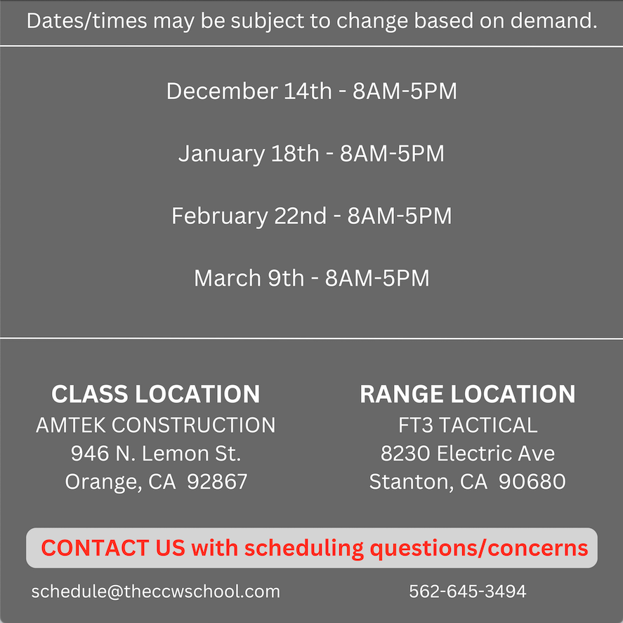 LASD CCW Renewal Course Schedule