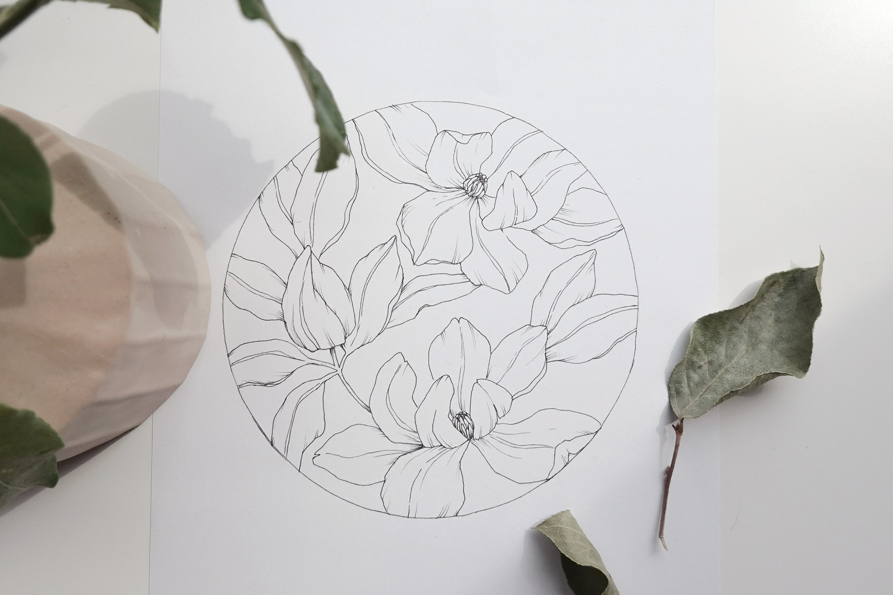 Floral composition drawing course