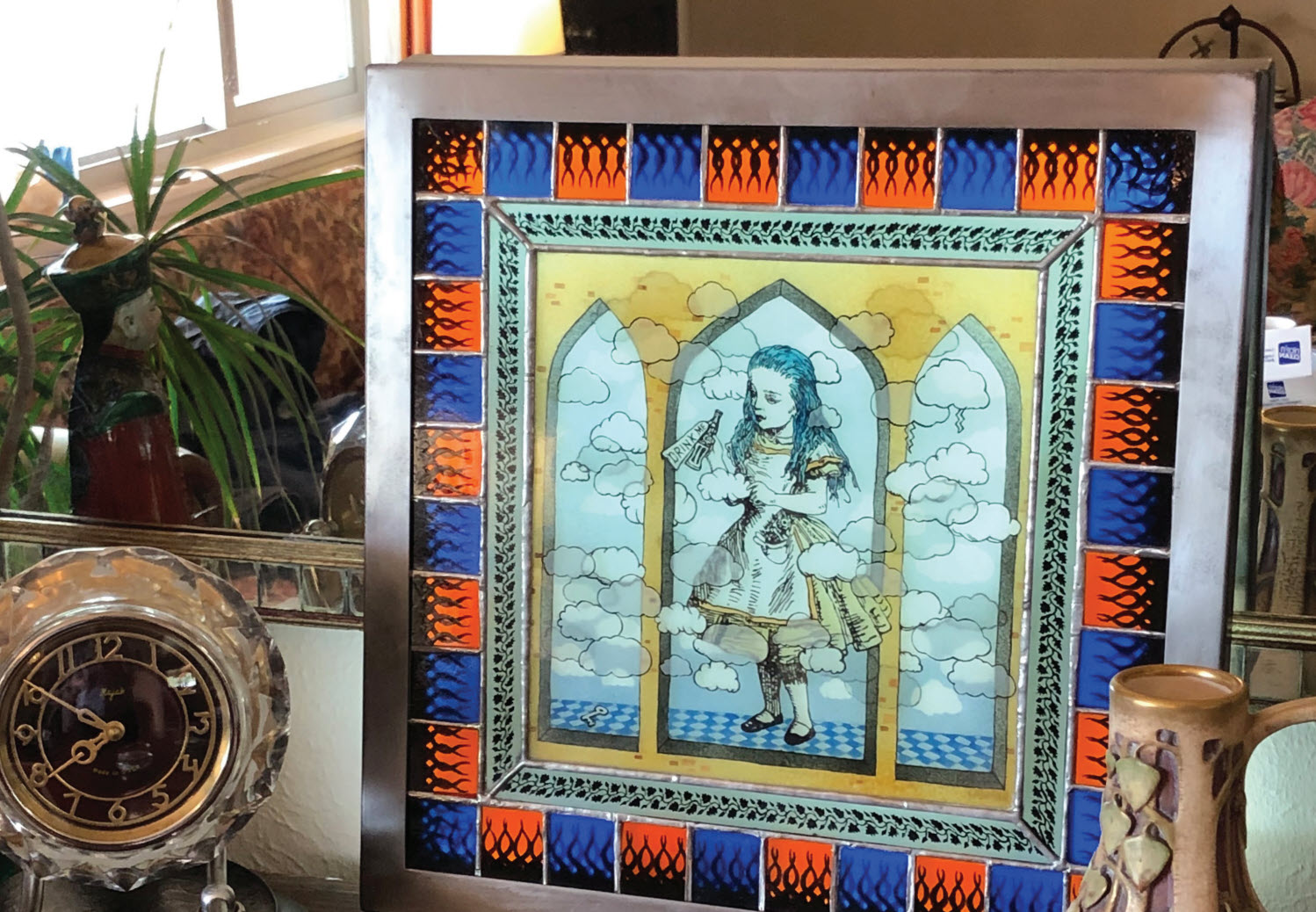 framed stained glass piece by Joseph Cavalieri