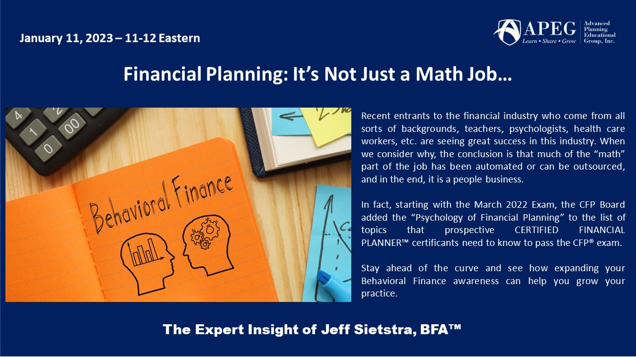 APEG Financial Planning: It’s Not Just a Math Job…