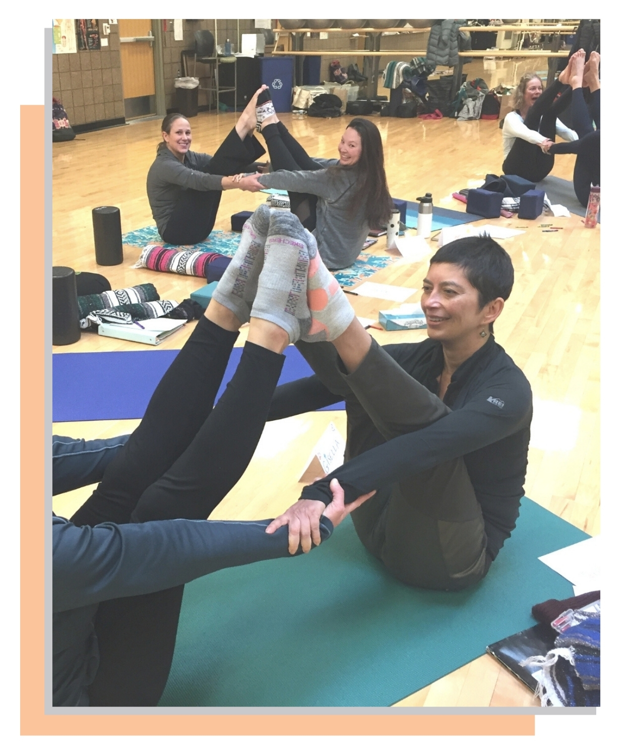 Group of Yoginos students in asana