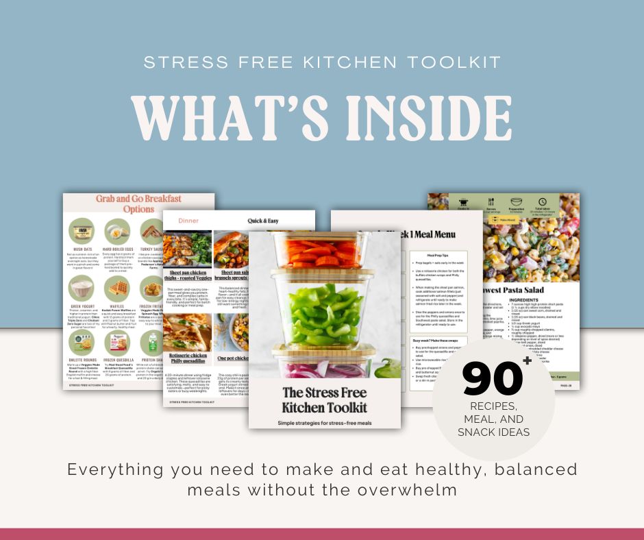 Various pages of the stress free kitchen toolkit