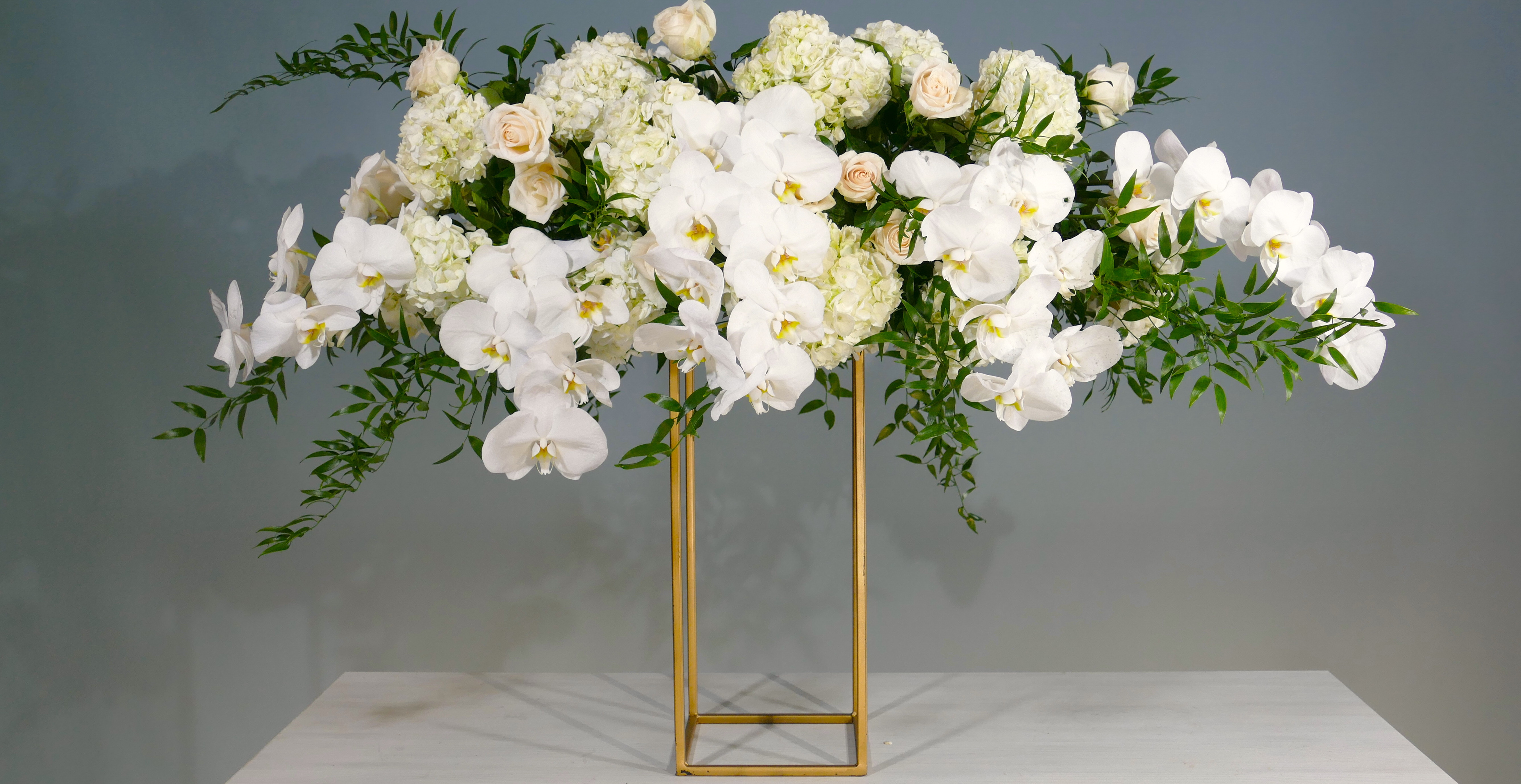 Tall Wedding Florals on gold stand