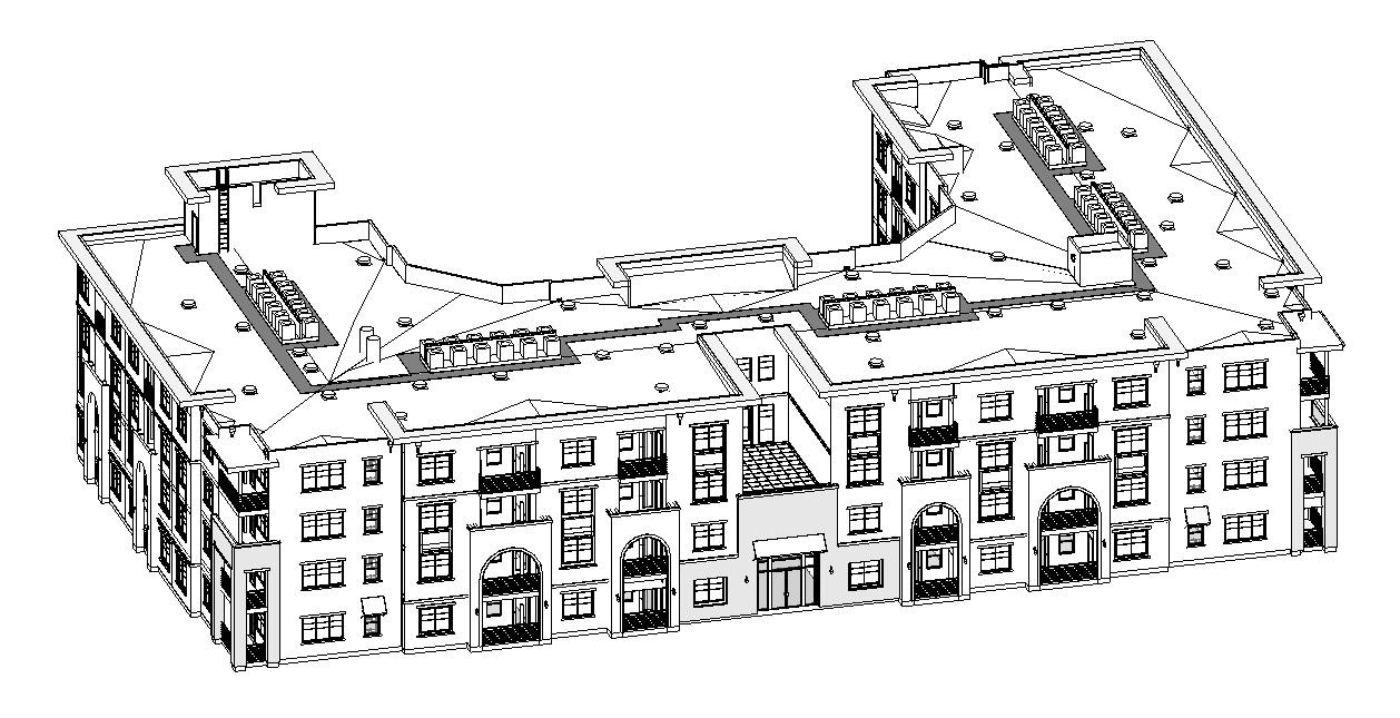 Building modeled in Revit