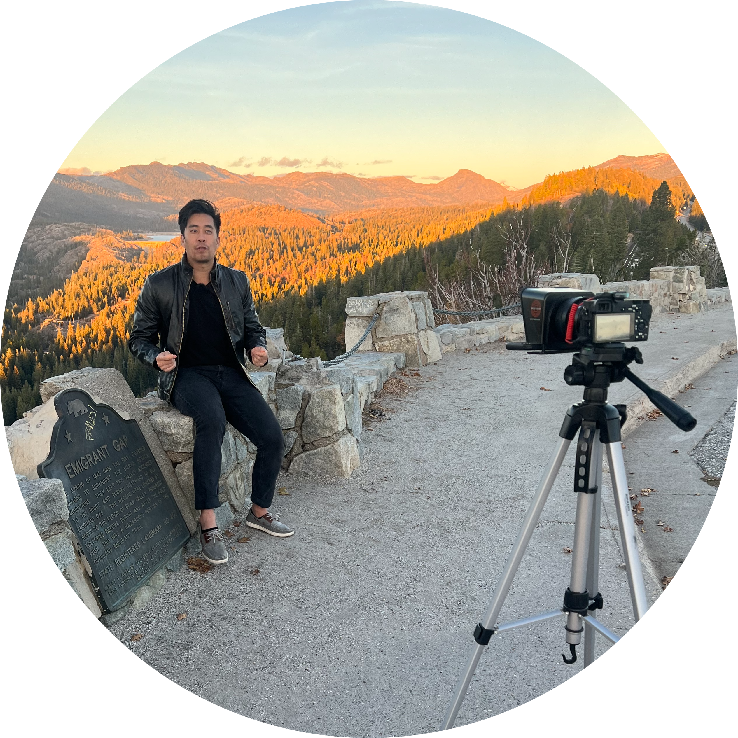 me recording a video lesson at Emigrant Gap, Placer County, California