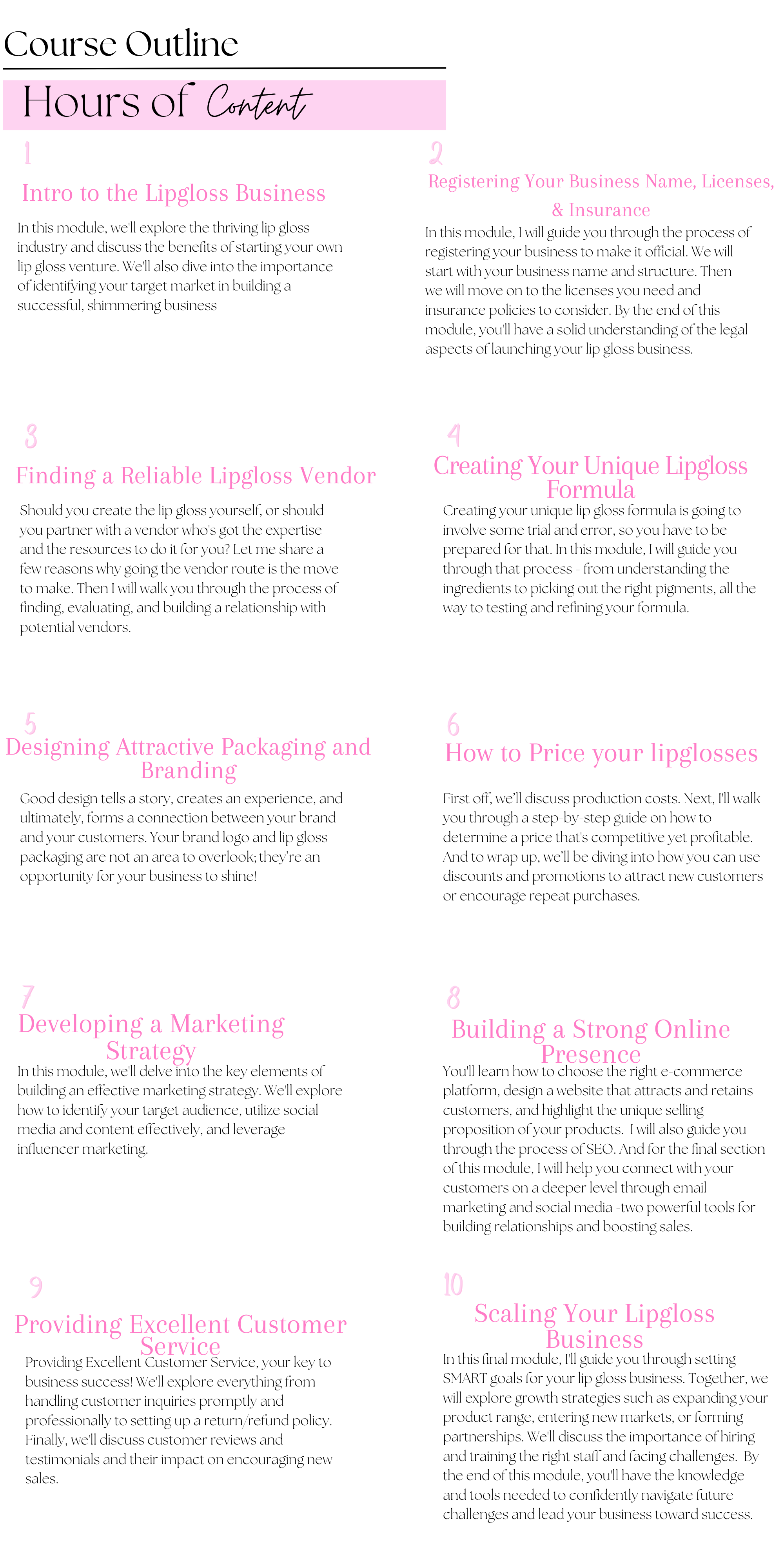 How to start your lipgloss business course outline