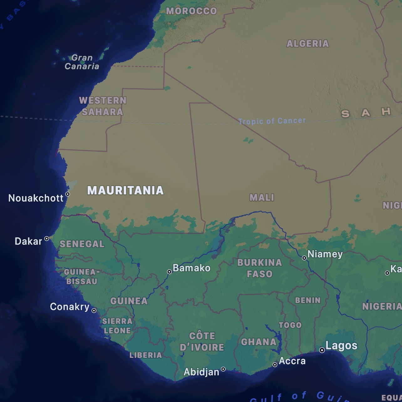 Map of Mauritania