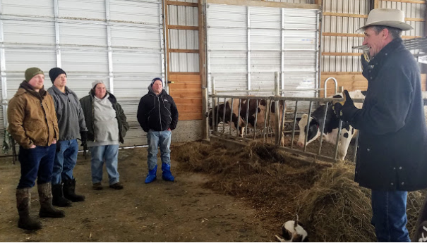 Curt Pate leads a workshop for dairy farmers on stockmanship