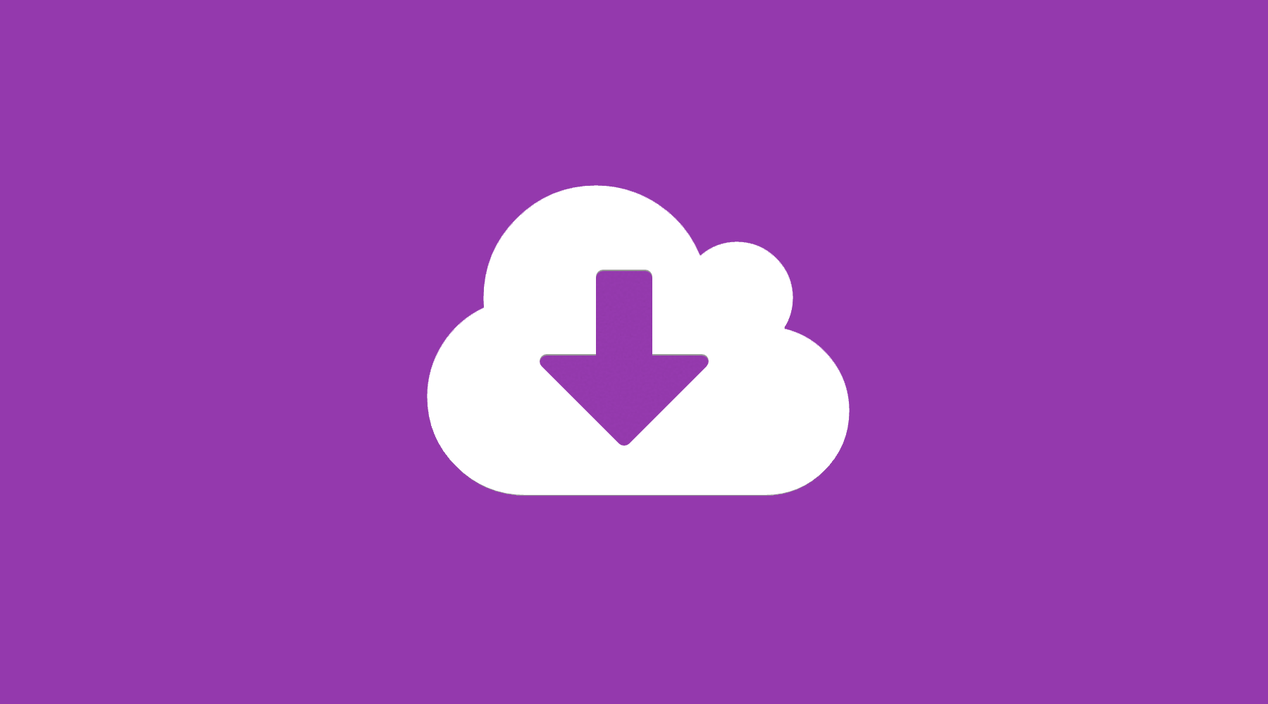 Graphic of purple block with a cloud and a download arrow