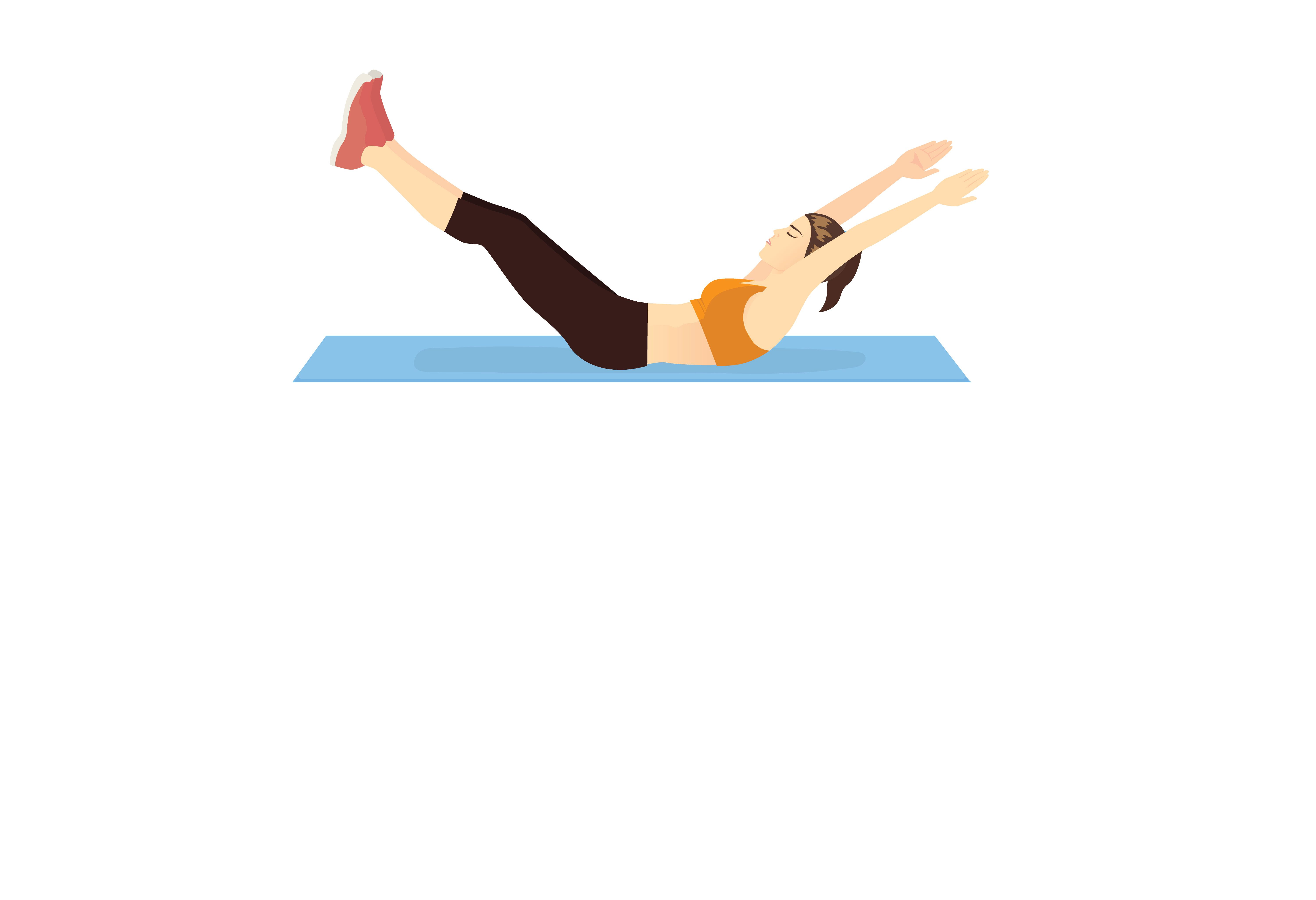 Illustration of person in teaser on a yoga mat