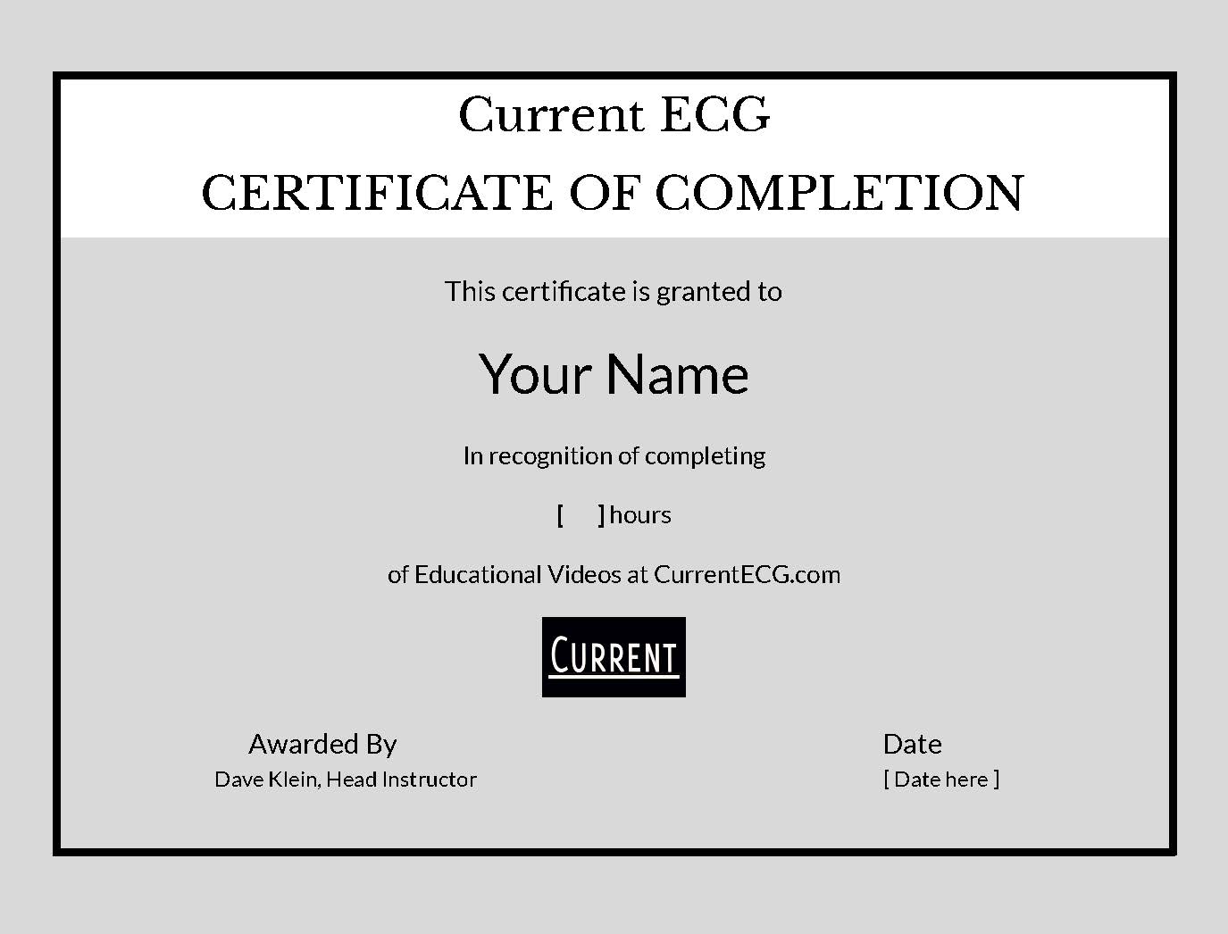 Current ECG Certificates Current ECG