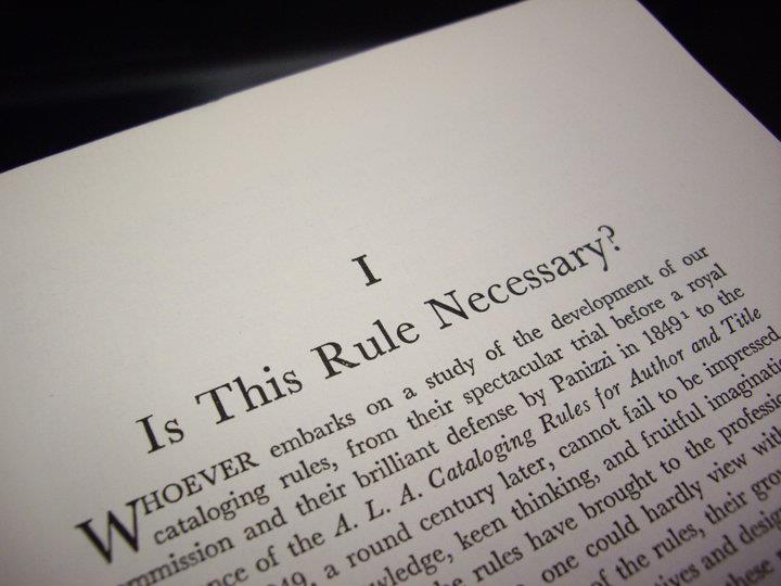 Seymour Lubetzky, Cataloging Rules and Principles: A Critique of the A.L.A. Rules for Entry and a Proposed Design for their Revision, Washington: Library of Congress, 1953.