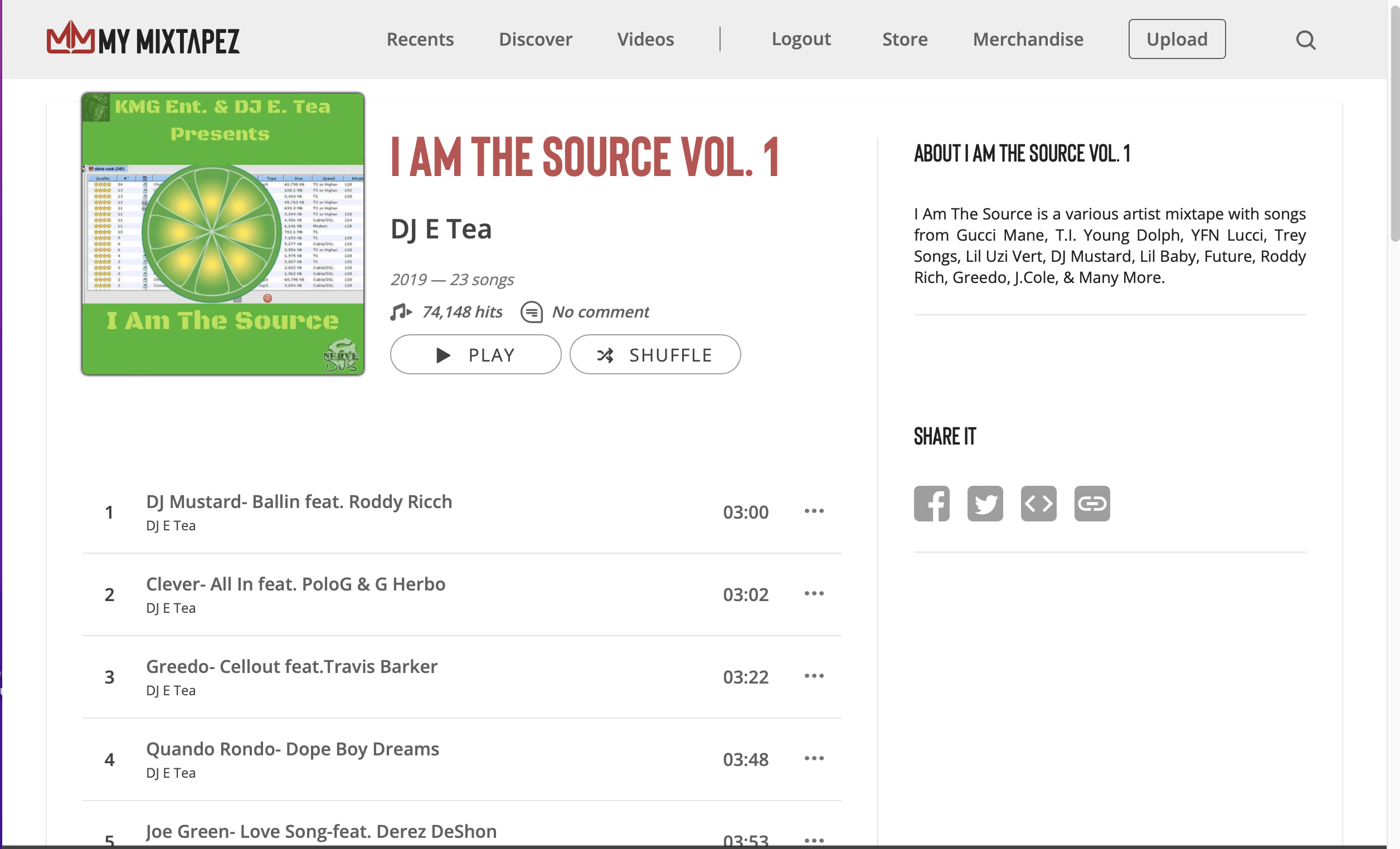 Dj E Tea Mixtape I am the Source Vol. 1 