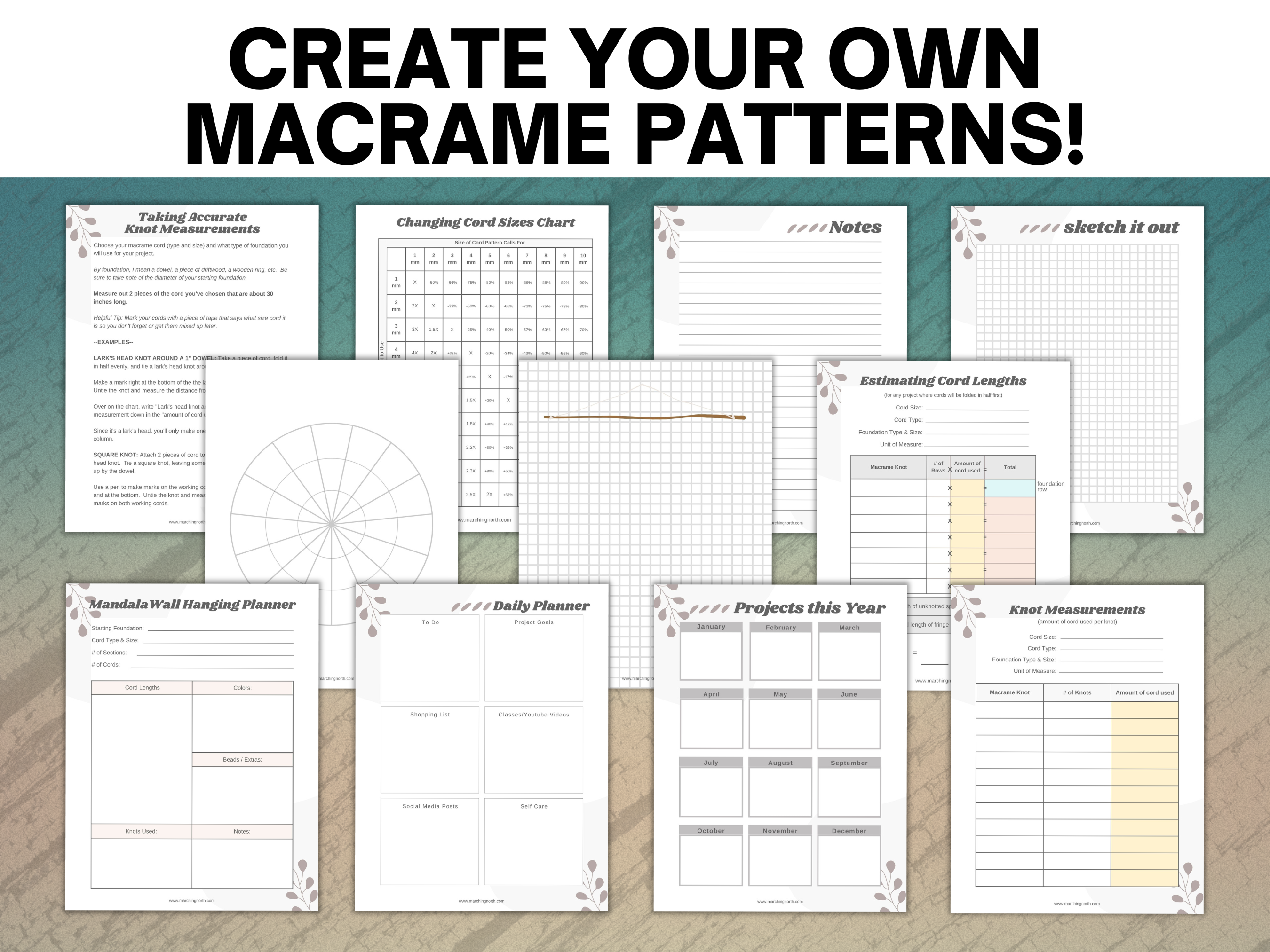 mock up of macrame project planner