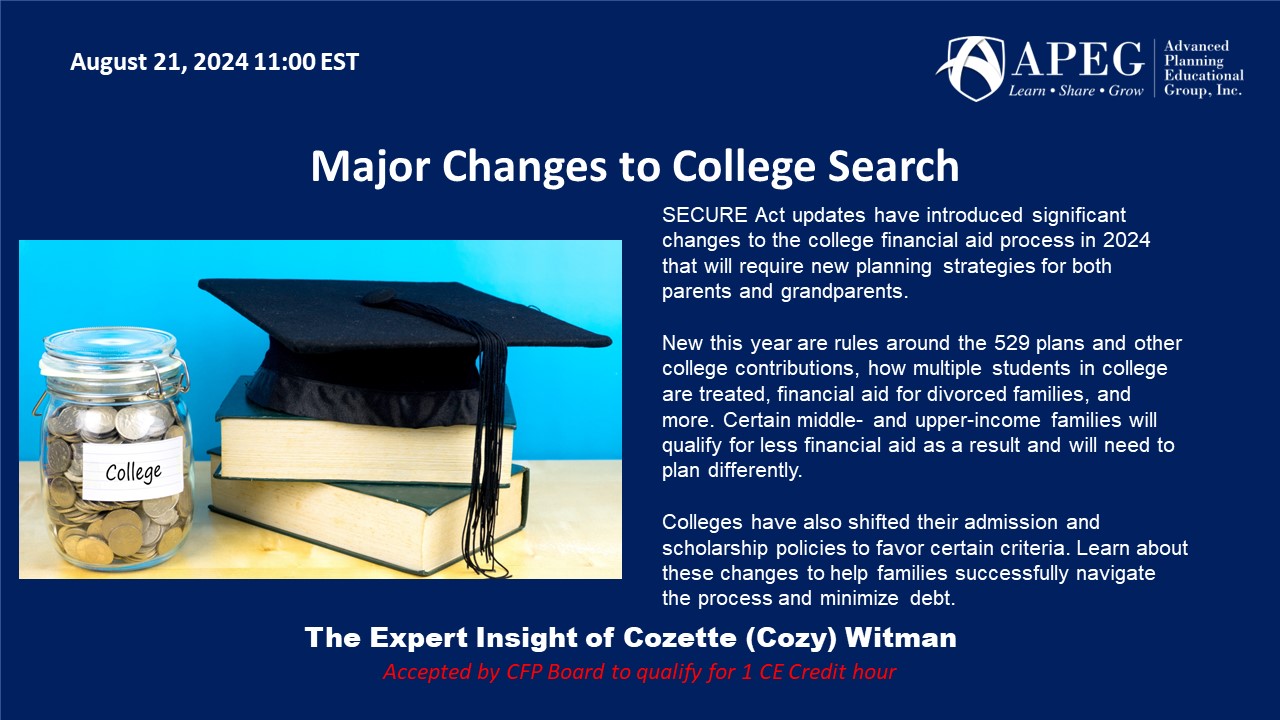 APEG Major Changes to College Search