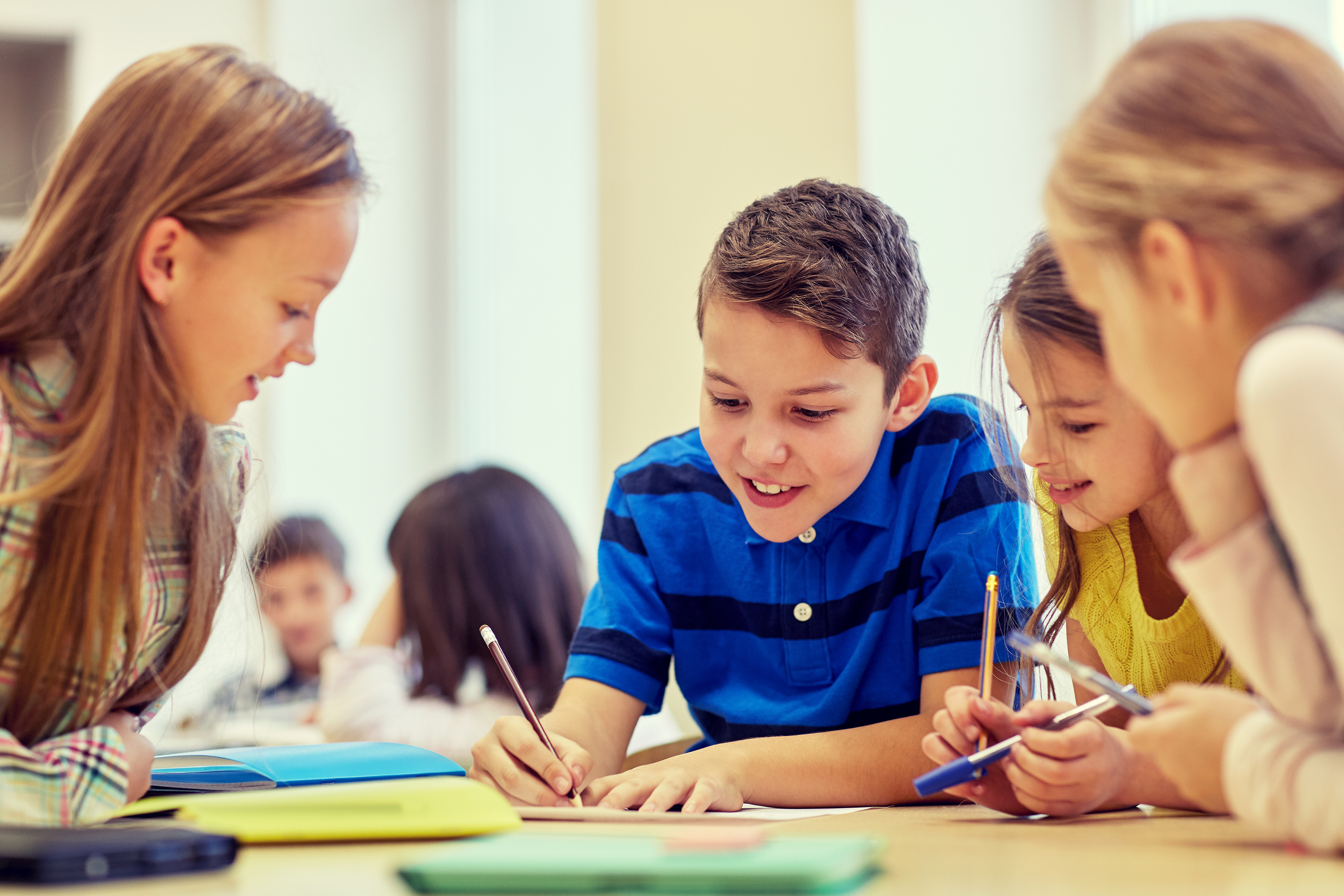 students with dyslexia working in a small group