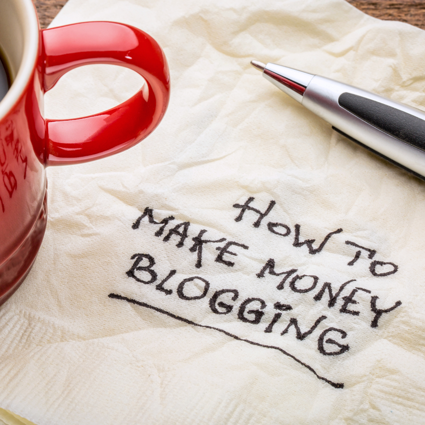 How to make money bloging written on napkin