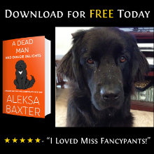 Advertisement with photo of dog and book cover