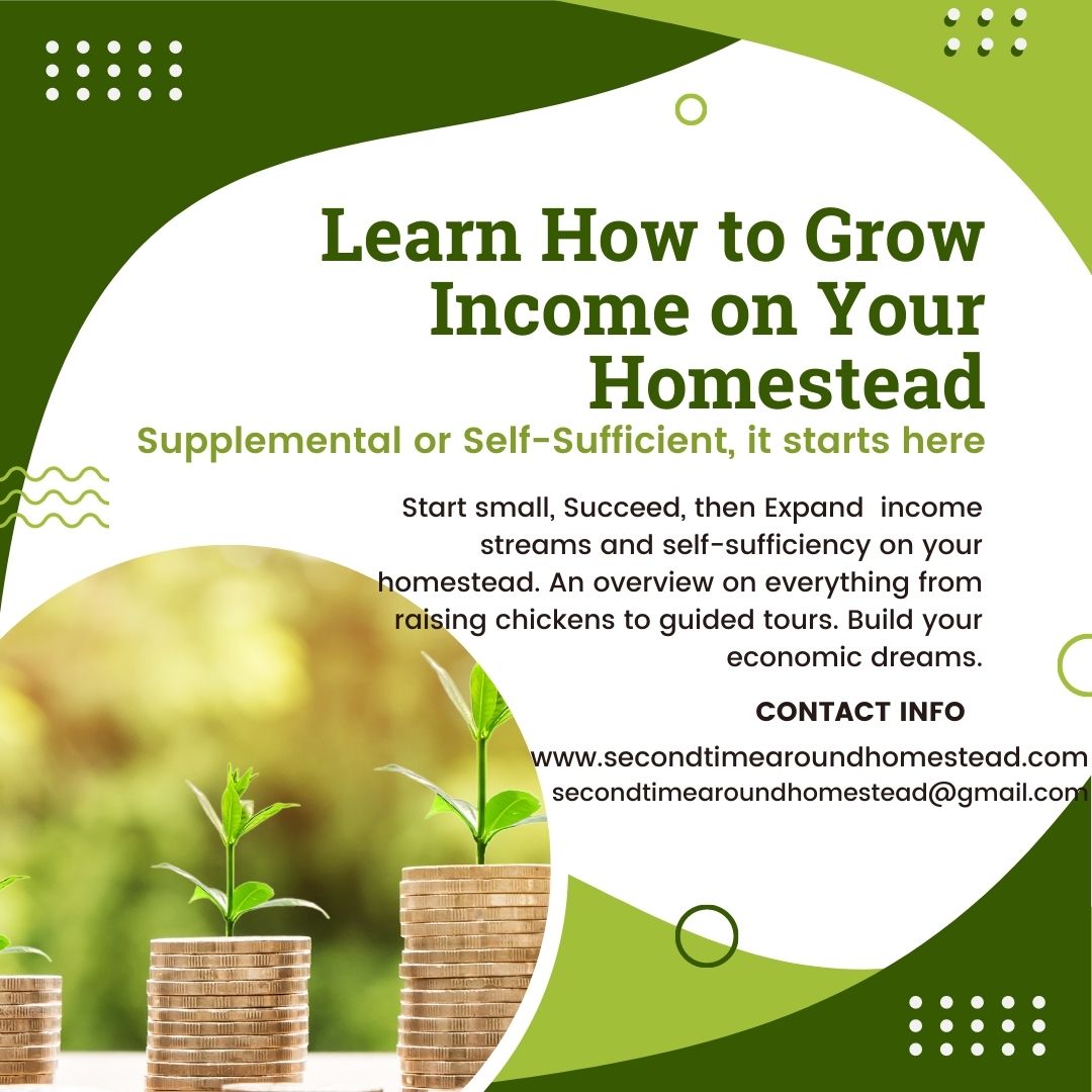 promo poster for a course &quot;Learn how to Grow Income on your Homestead&quot;