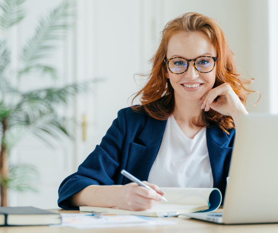 woman at desk working