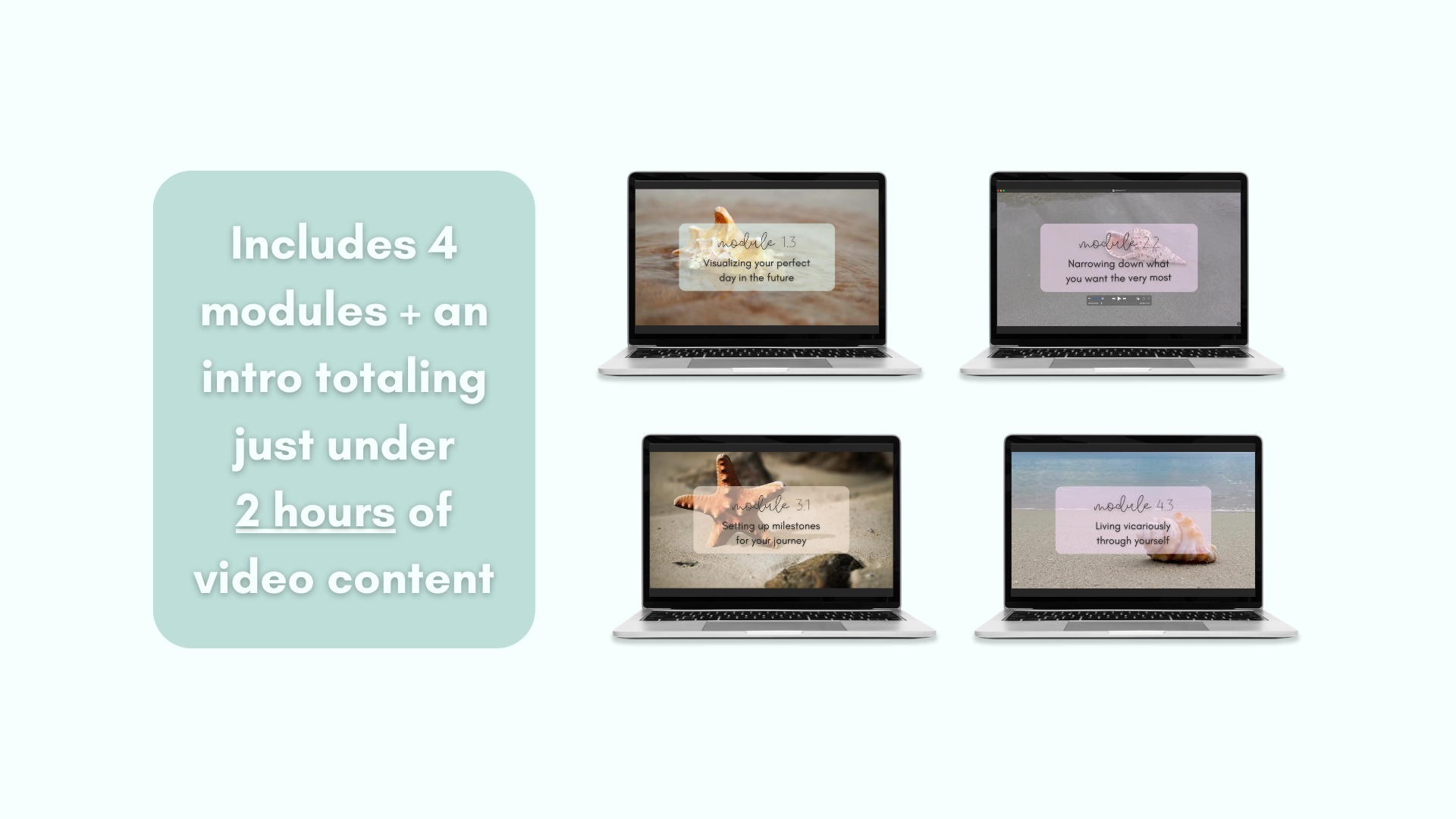 Includes 4 modules and an intro totaling just under 2 hours of video content