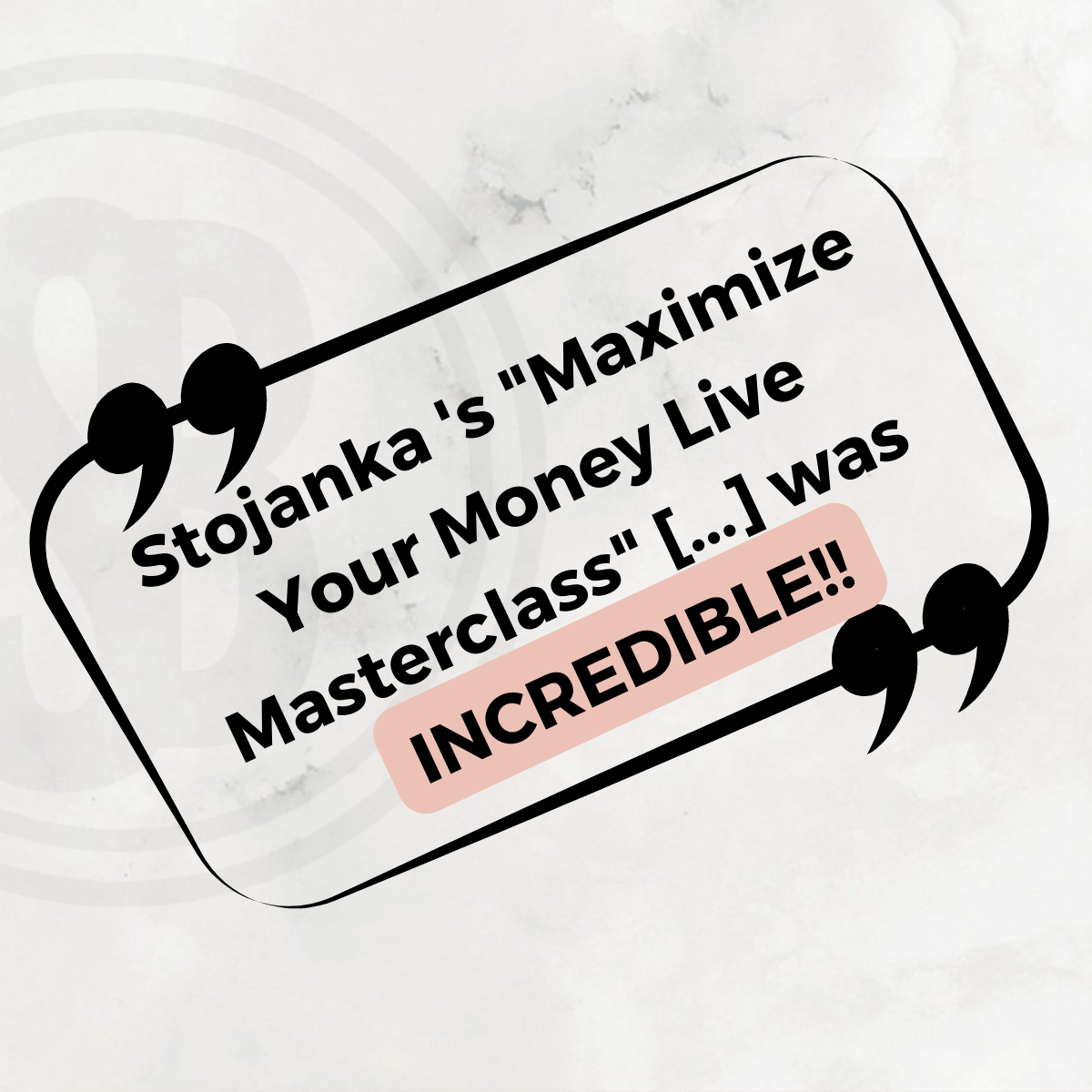 Testimonial from a masterclass participant, which reads: Stojanka's 