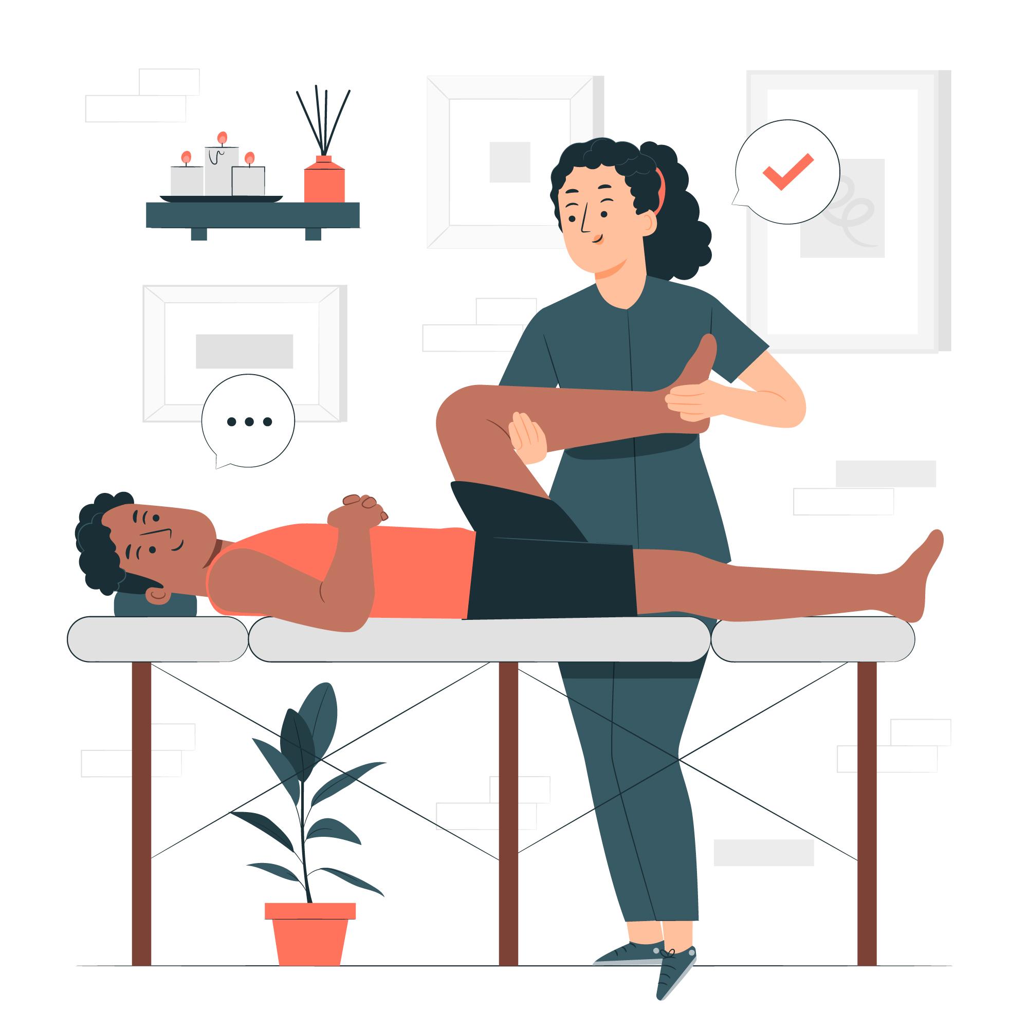 Graphic of woman talking to PT in session