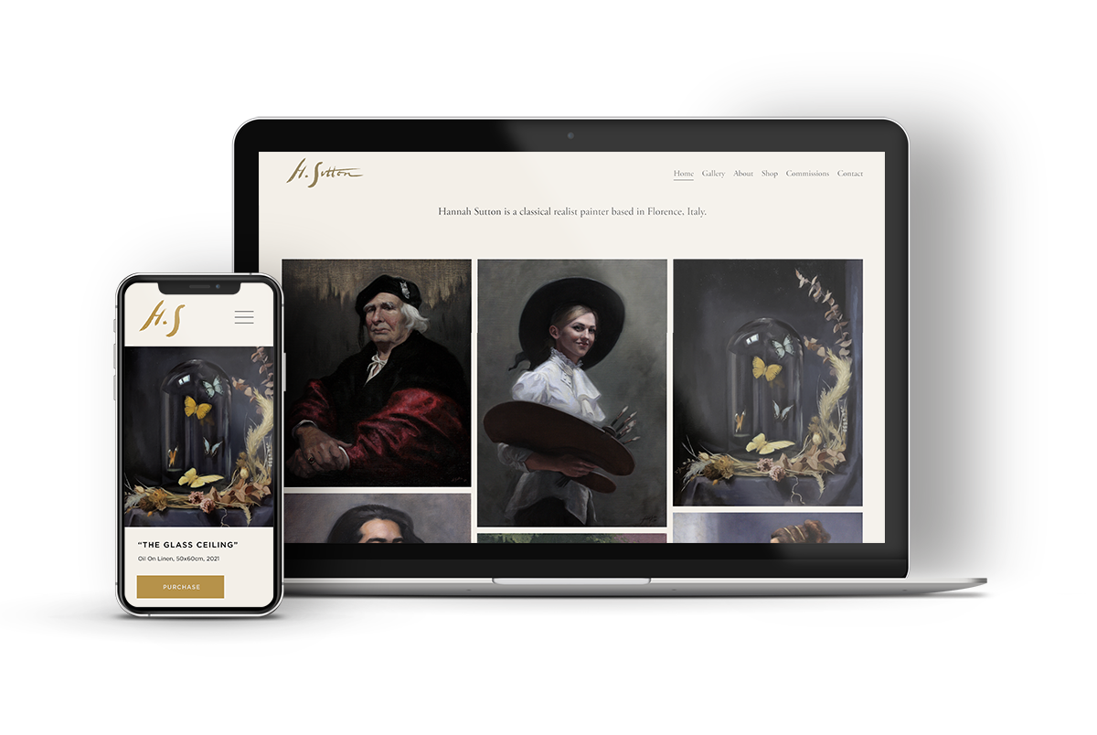 artist website example mockup iphone laptop