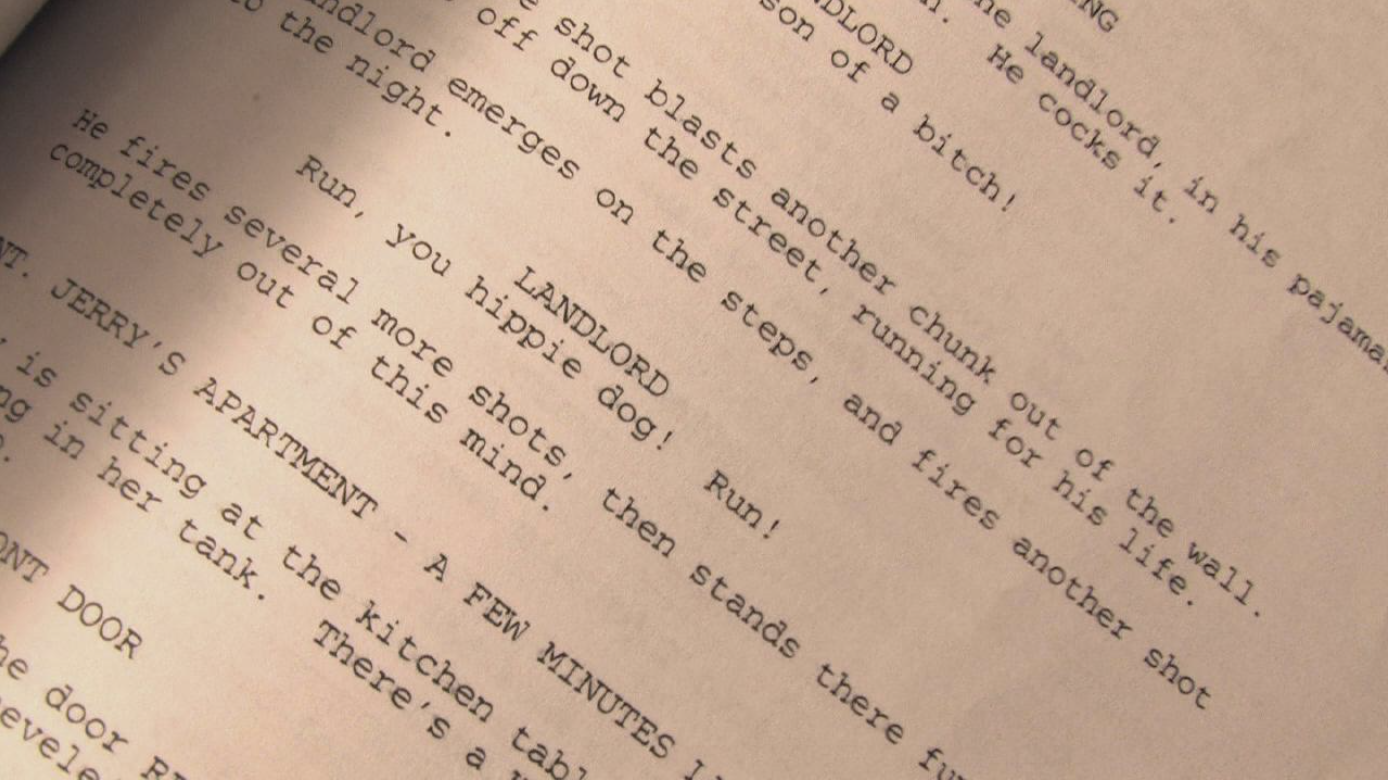 Close up image of a Seinfeld script.