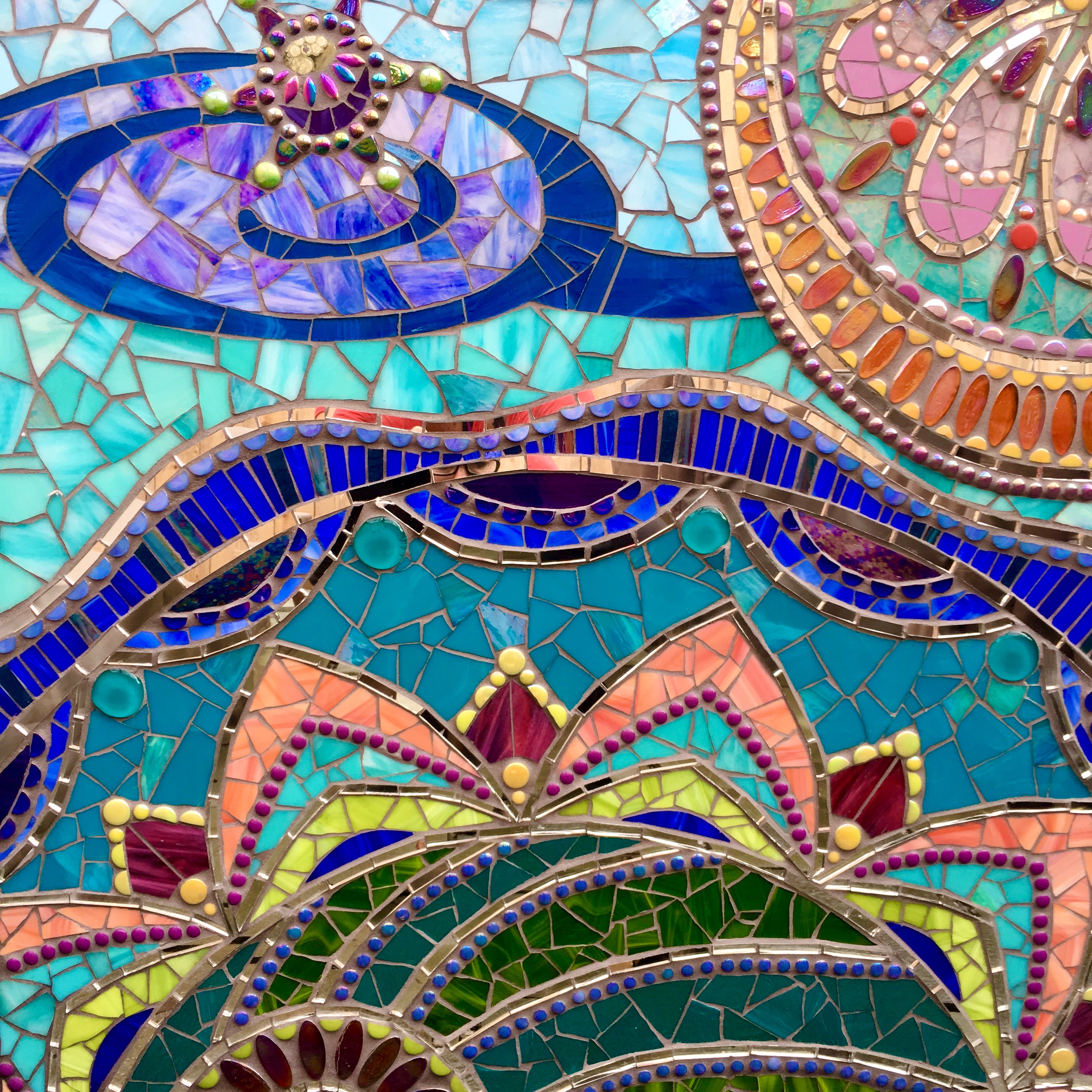 detail of mosaic mural by Laurel True