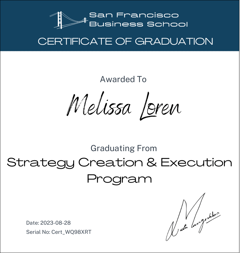 Strategy Creation and Execution Training Program Certificate