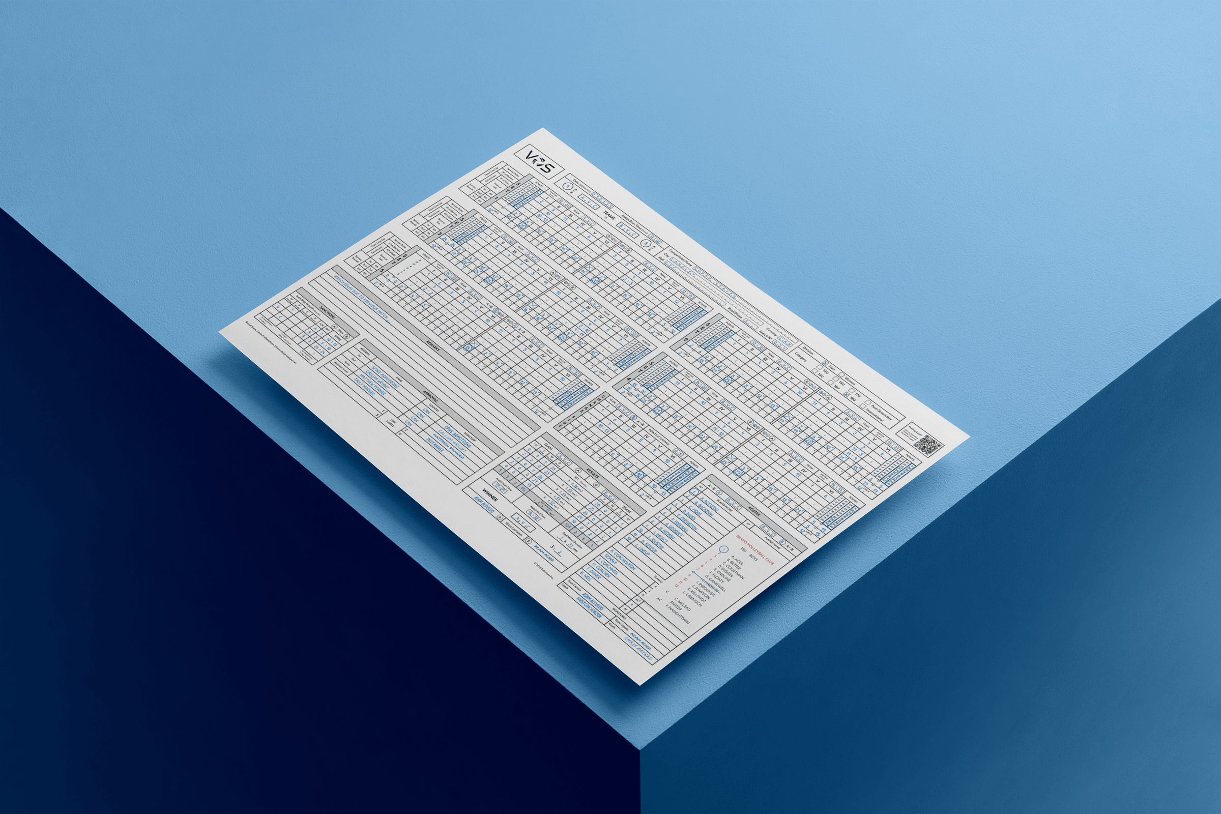 Scoresheet laying on a table