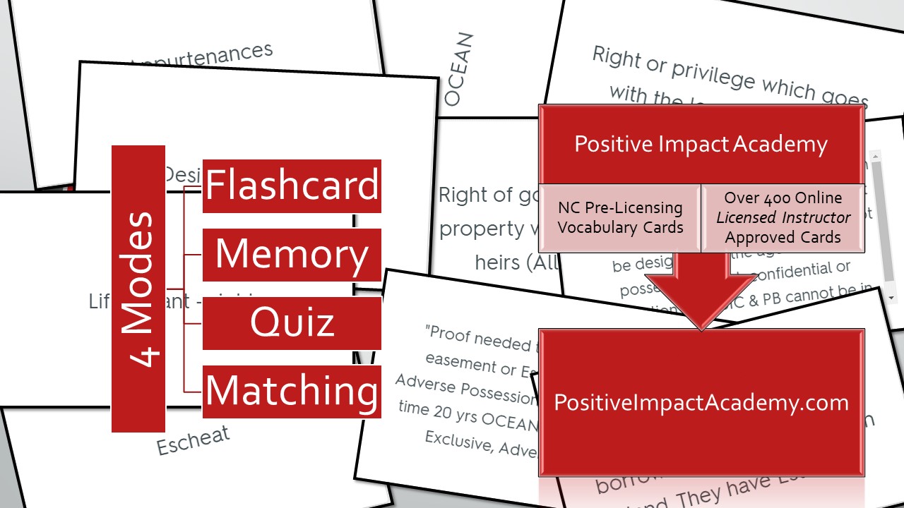 PIA Online Pre-Licensing Vocabulary Flash Card System