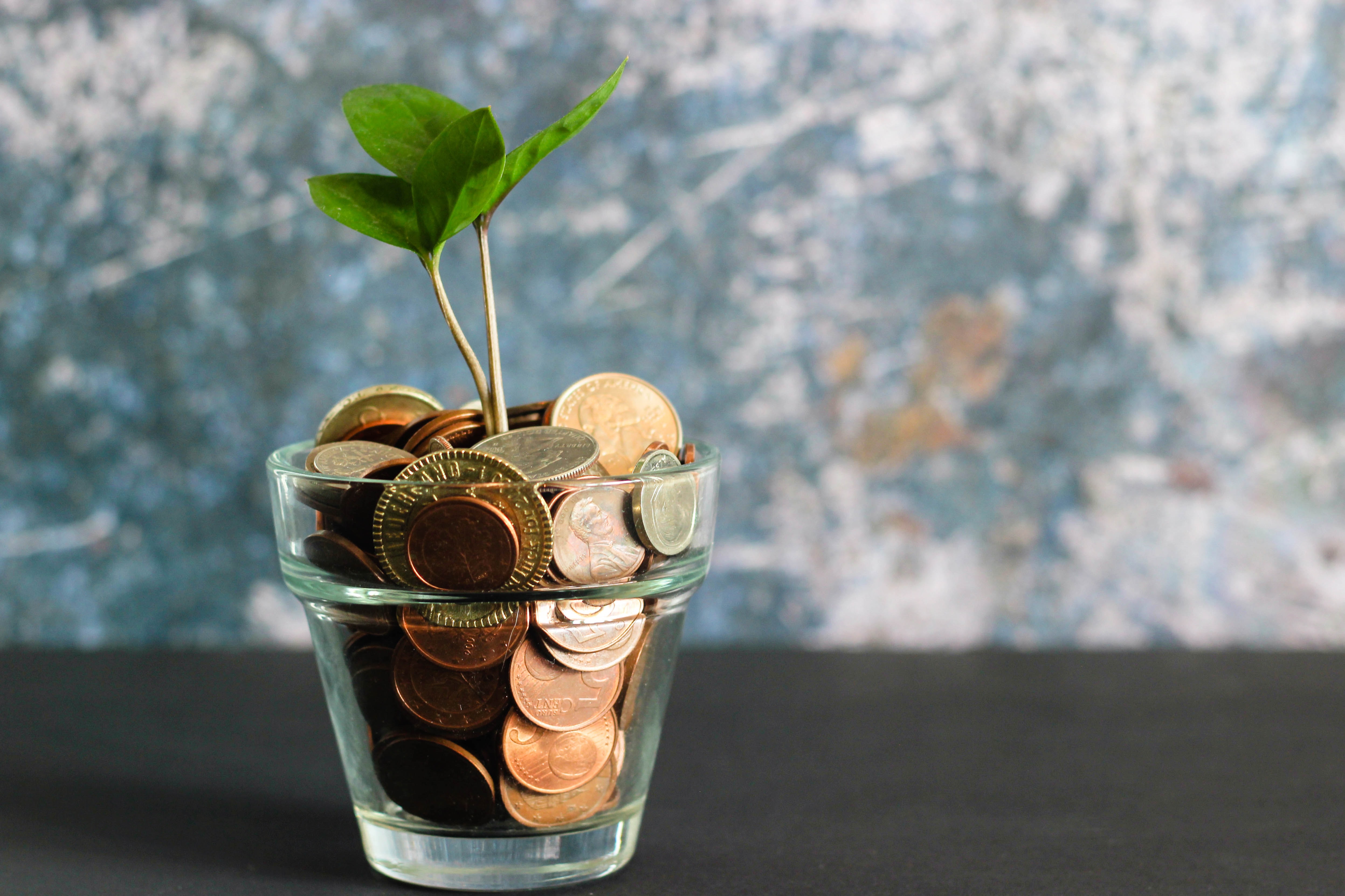 coins in glass jar