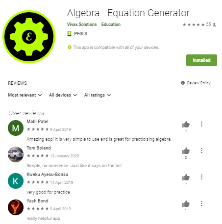 Algebra Equation Generator App Users - Vivax Solutions 