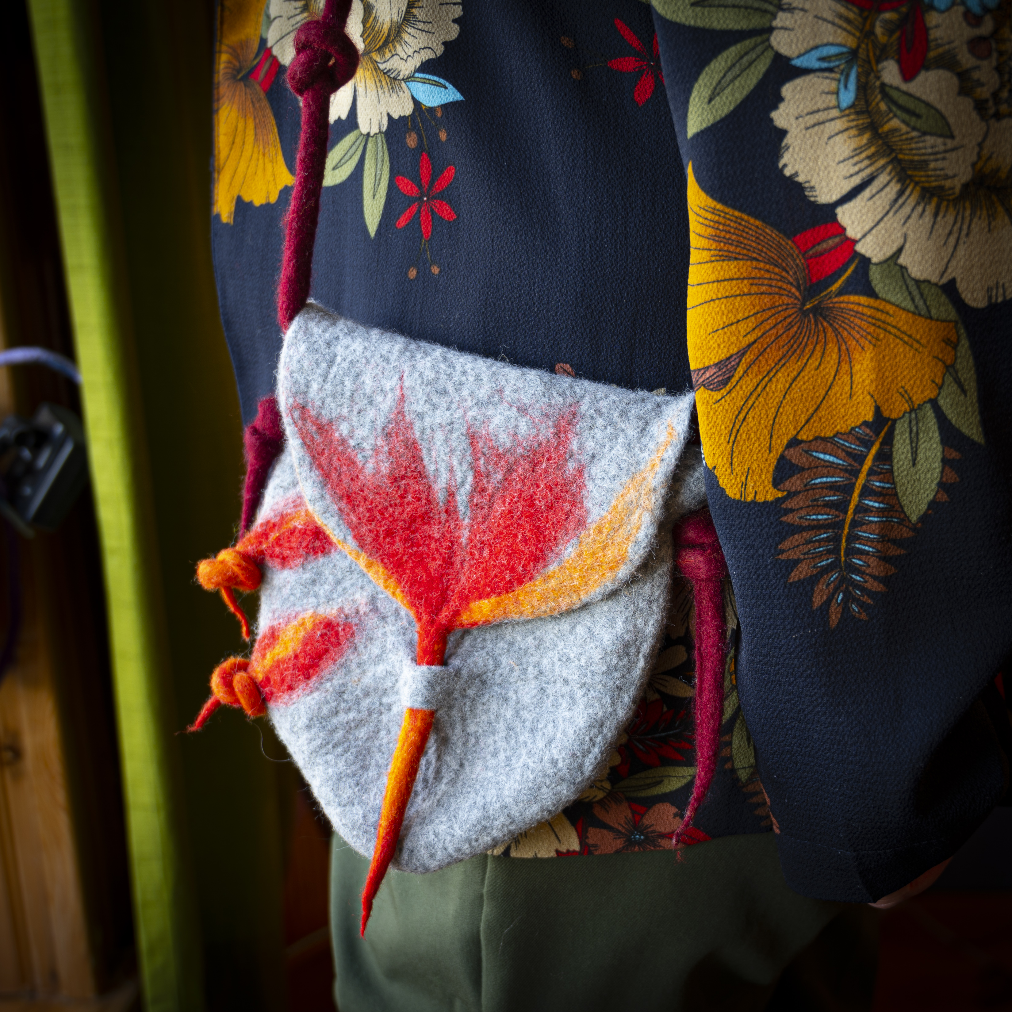 Bag wet felted with merino wool