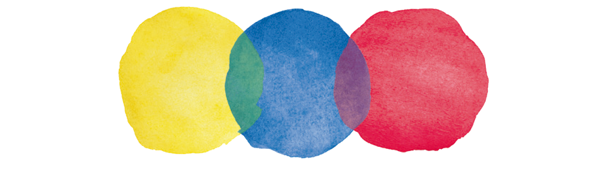 Logo de Hearcolors, 3 manchas de pintura una amarilla, una azul y una roja