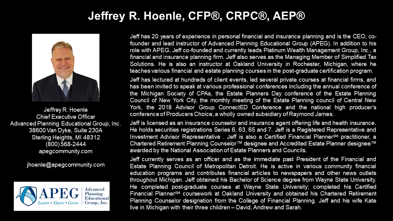 Jeffrey R. Hoenle, CFP®, CRPC®, AEP® 