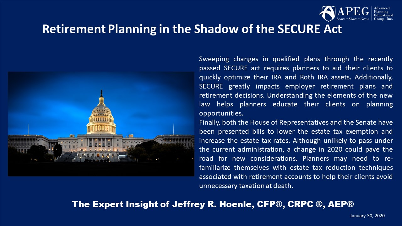 APEG Retirement Planning in the Shadow of the SECURE Act